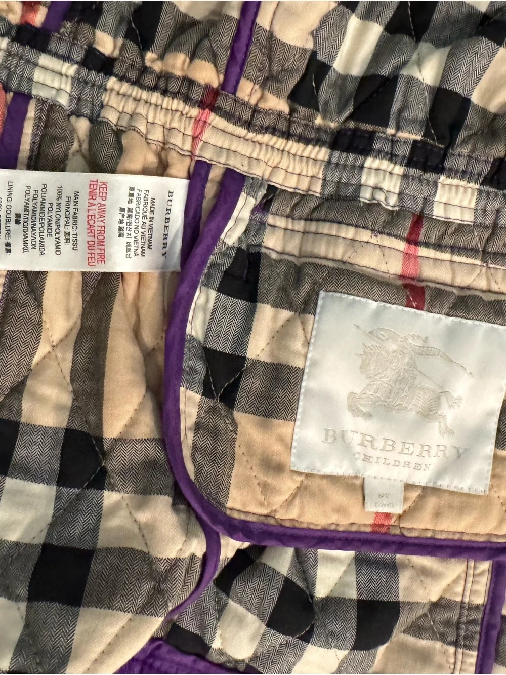 Burberry Purple Quilted Hooded Girls' Puffer Coat